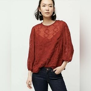 J.Crew peasant lace embroidered blouse